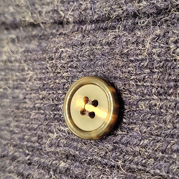 Navy Blue Dockside Shawl Cardigan Sweater-100 % Shetland Wool- Size Large - Picture 3 of 7